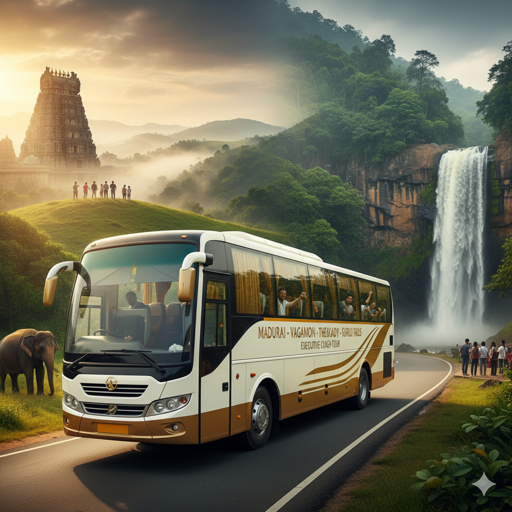 Madurai to Guruvayur & Athirappilly Luxury Tour – 1N/2D 16+1 Urbania