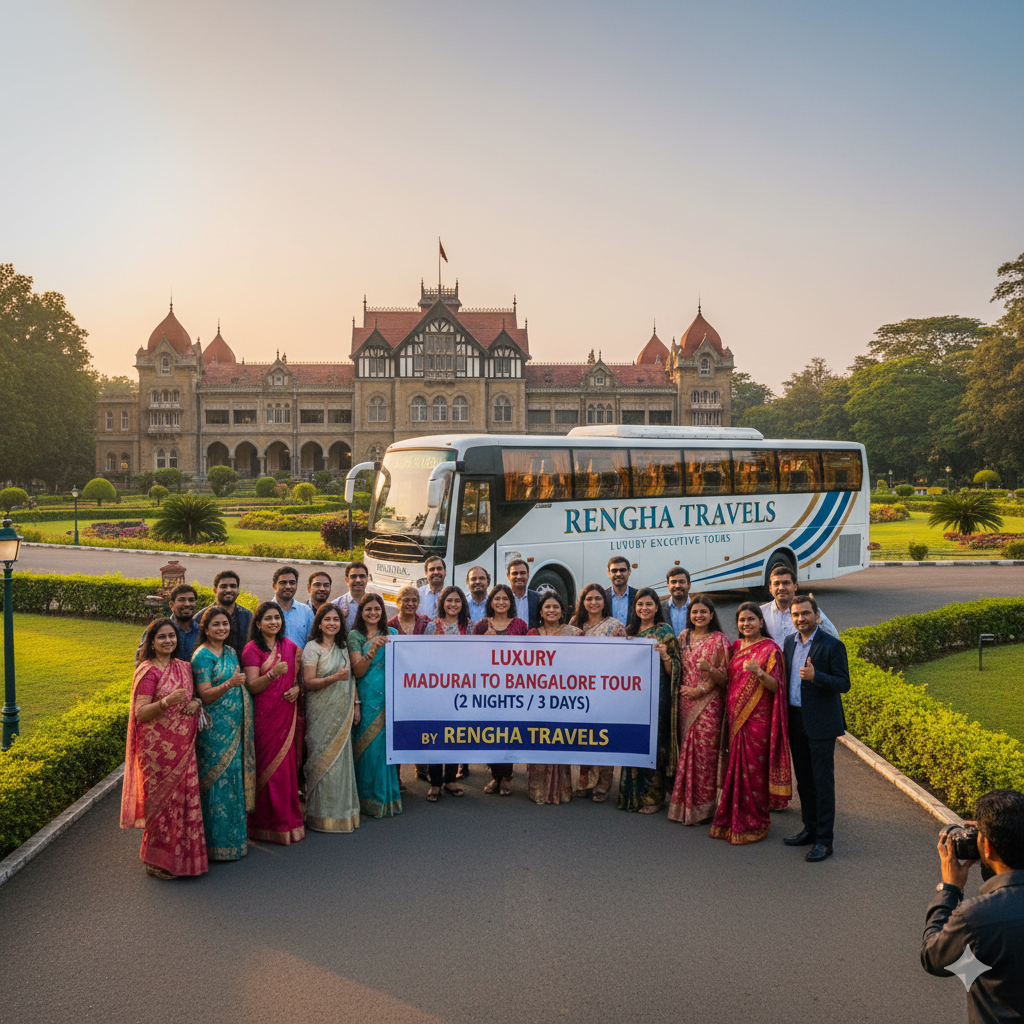 Madurai to Pondicherry Grand Luxury Coach Tour (1 Night / 2 Days)Vehicle: Luxury Coach / Volvo/Scania/BharatBenz 2×2, 45-Seater Bus