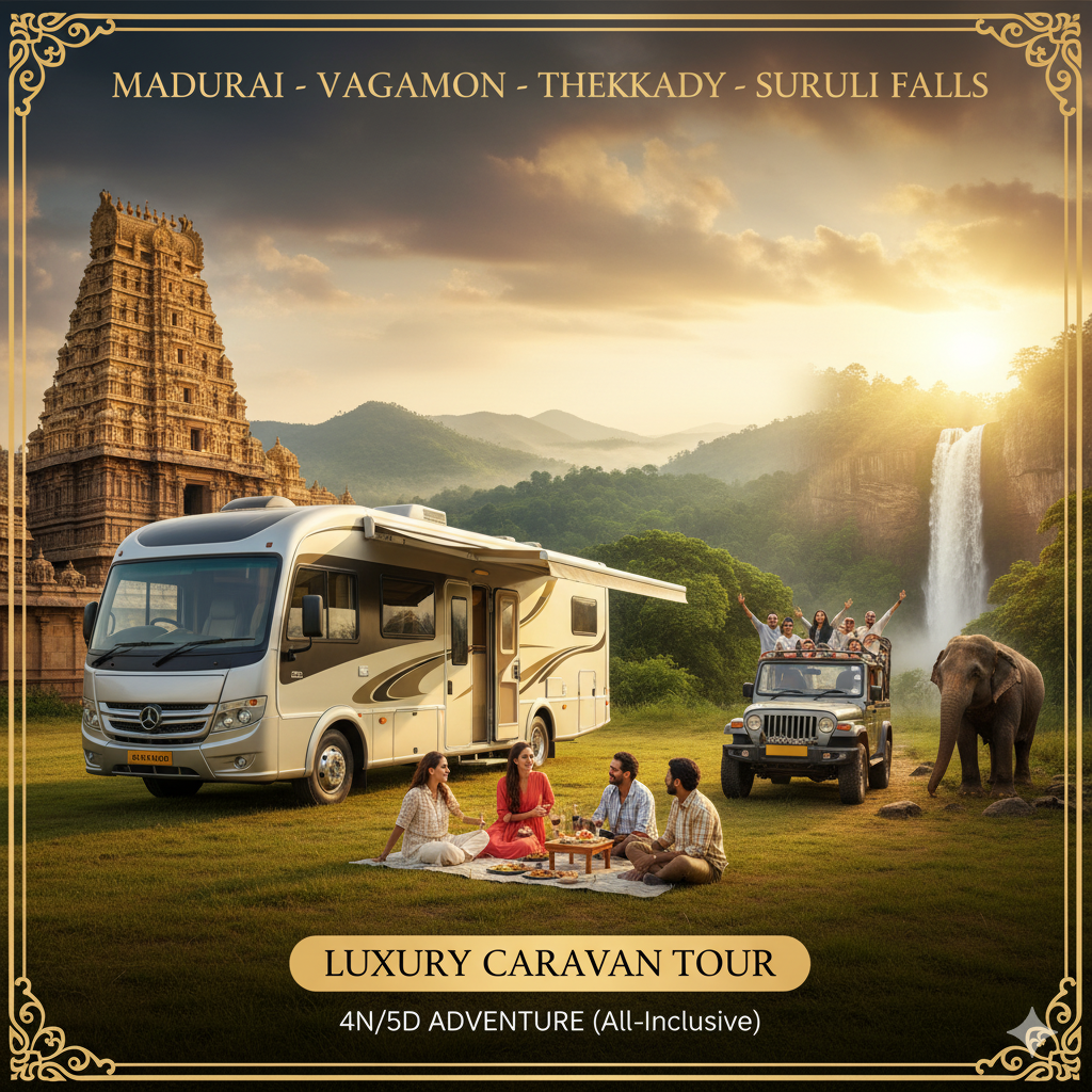 Madurai – Vagamon – Thekkady – Suruli Falls Luxury Caravan Tour (4N/5D)