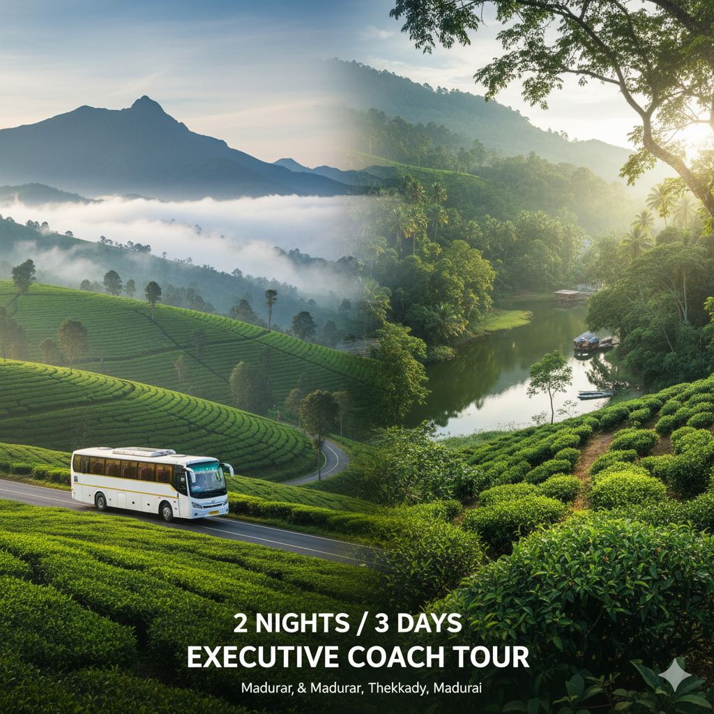 2 NIGHTS / 3 DAYS MUNNAR & THEKKADY EXECUTIVE COACH TOUR**