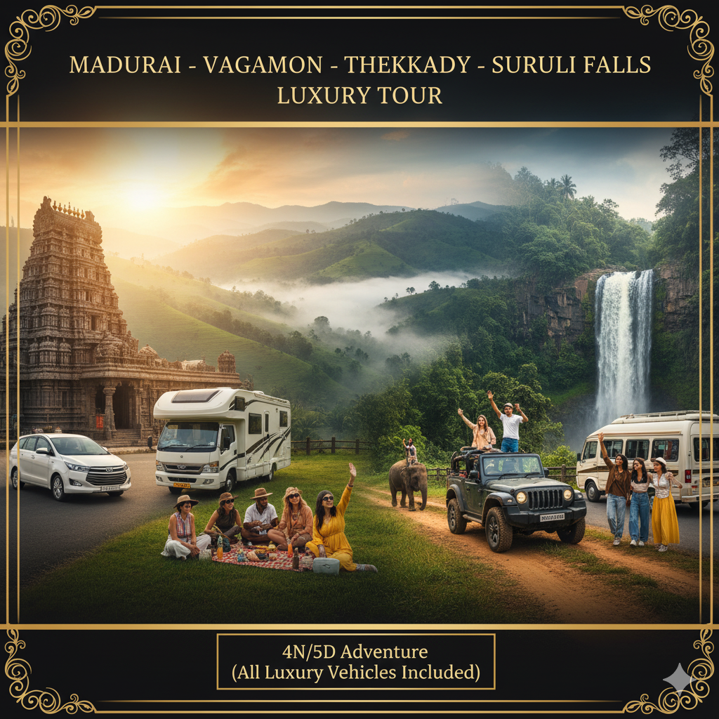 Madurai – Vagamon – Thekkady – Suruli Falls Luxury Tour (4N/5D)