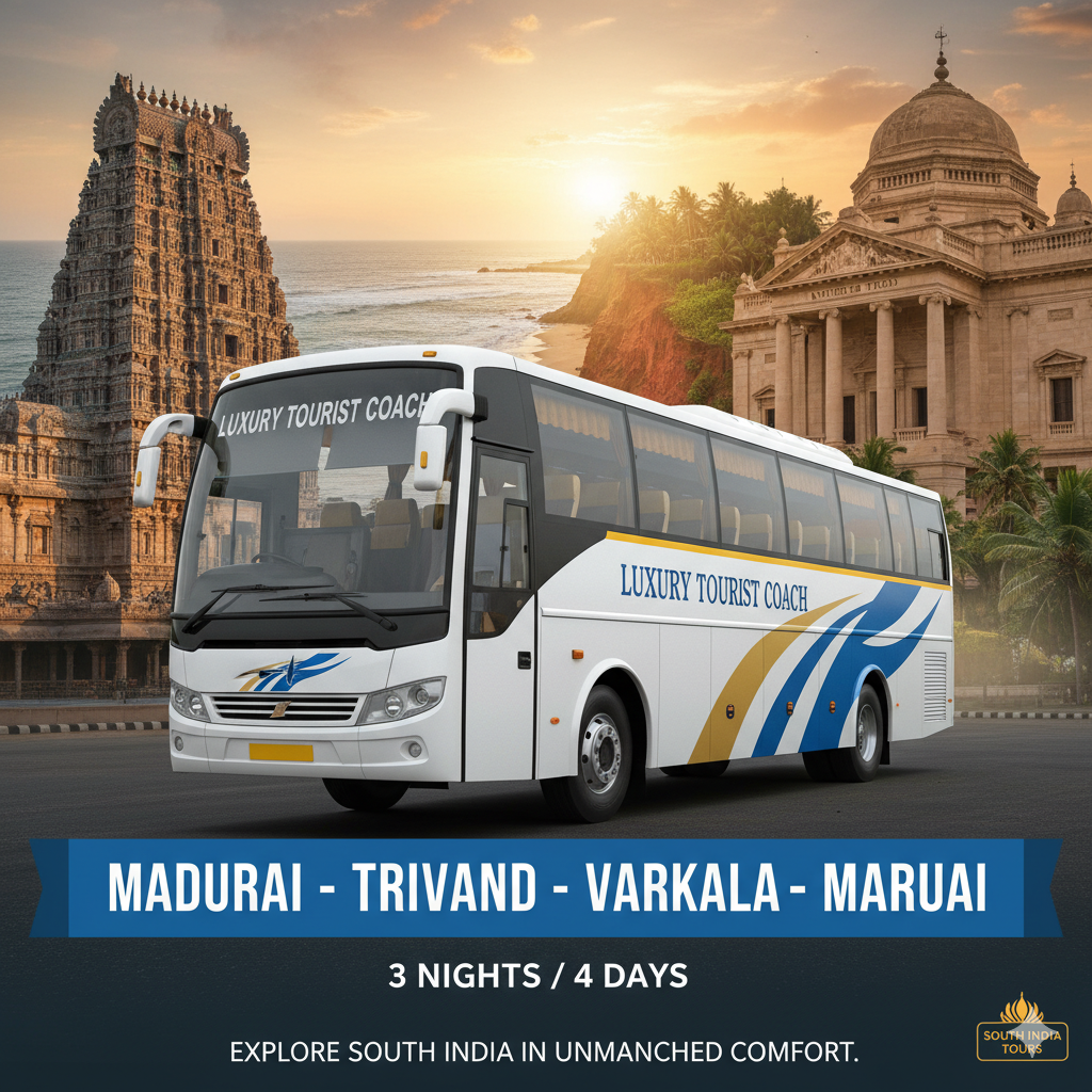 Madurai to Kanchipuram Temple Tour (1N / 2D)53-Seater Luxury Bus