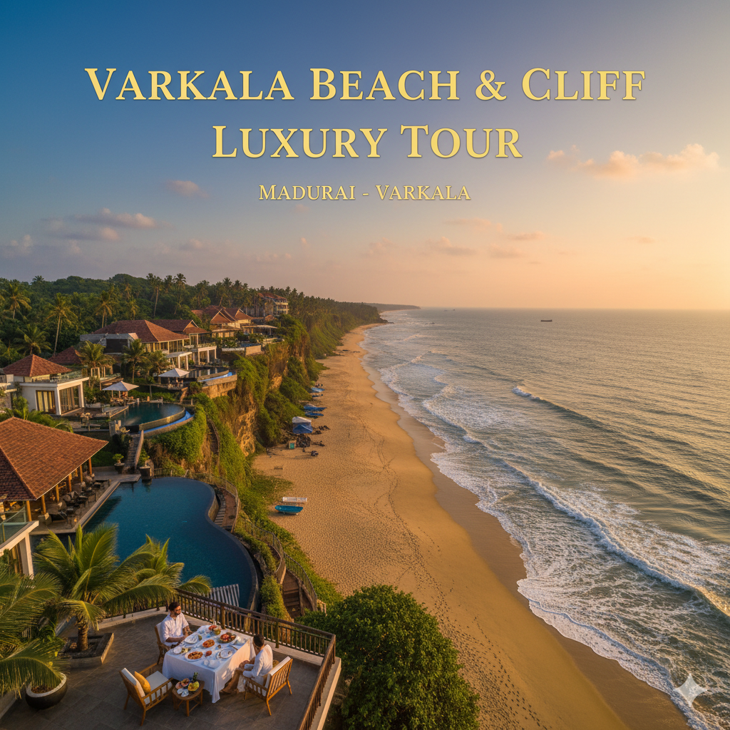 Varkala Beach & Cliff Luxury Tour: Madurai – Varkala (2 Nights / 3 Days)
