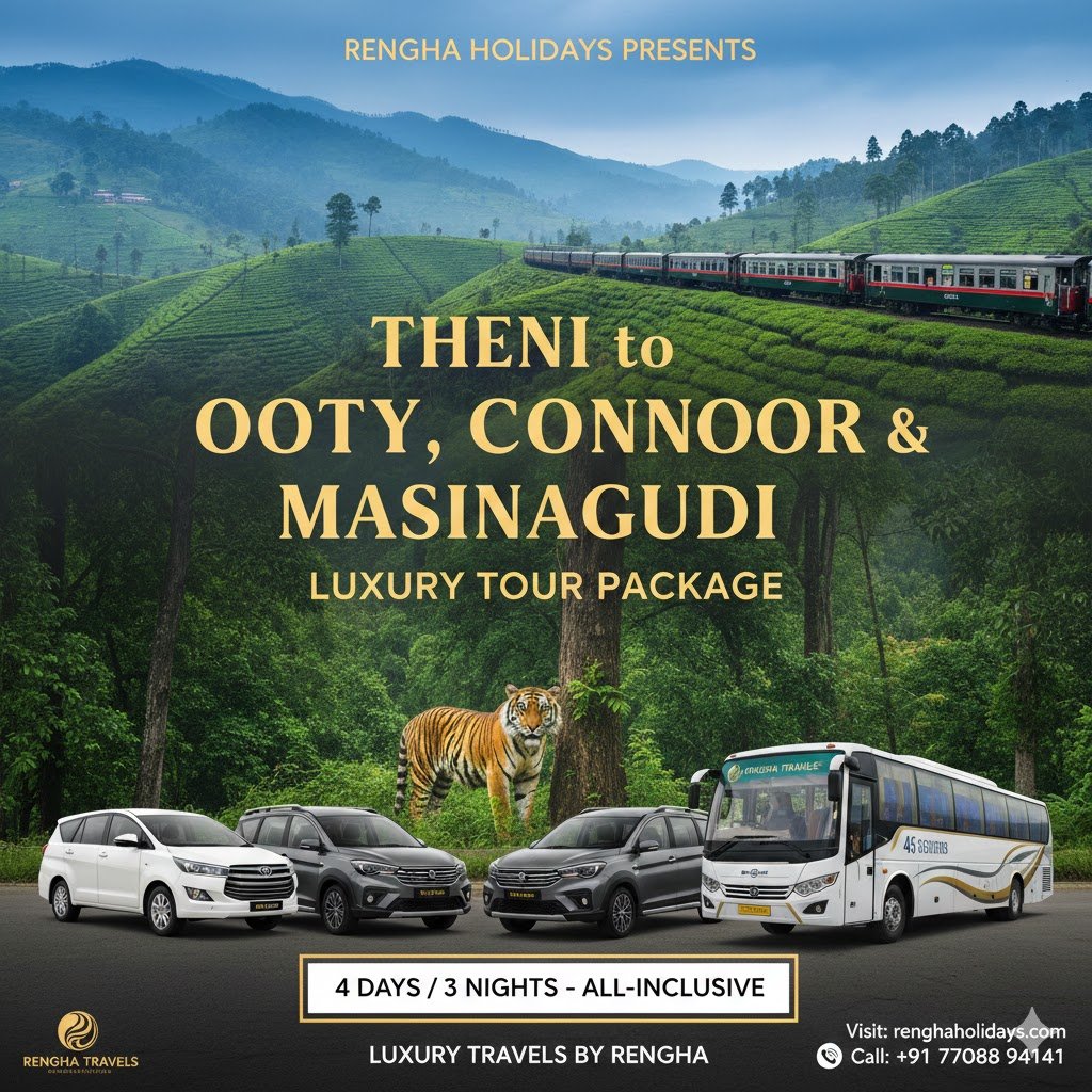 Theni to Ooty , Connoo , Masanakudi Tour package