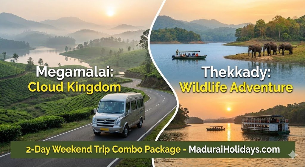 🌿 The Ultimate Weekend Escape Madurai to Megamalai & Thekkady (2-Day Combo Package)