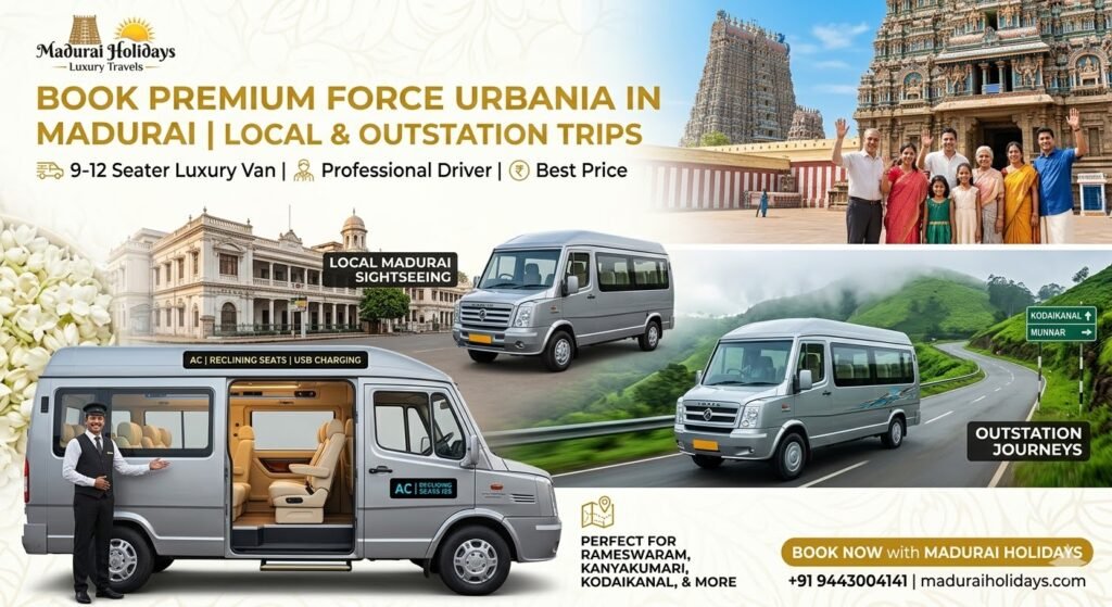 Book Force Urbania in Madurai Premium Luxury Van Rent for Local and Outstation 2026 Guide