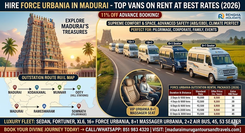Force Urbania Rental in Madurai 2026 Book Luxury Vans at Best Rates Save 11% Today