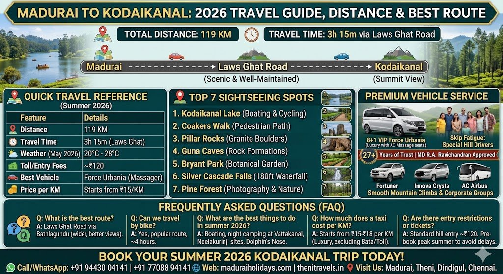 Madurai to Kodaikanal 2026 Travel Guide Distance Best Route