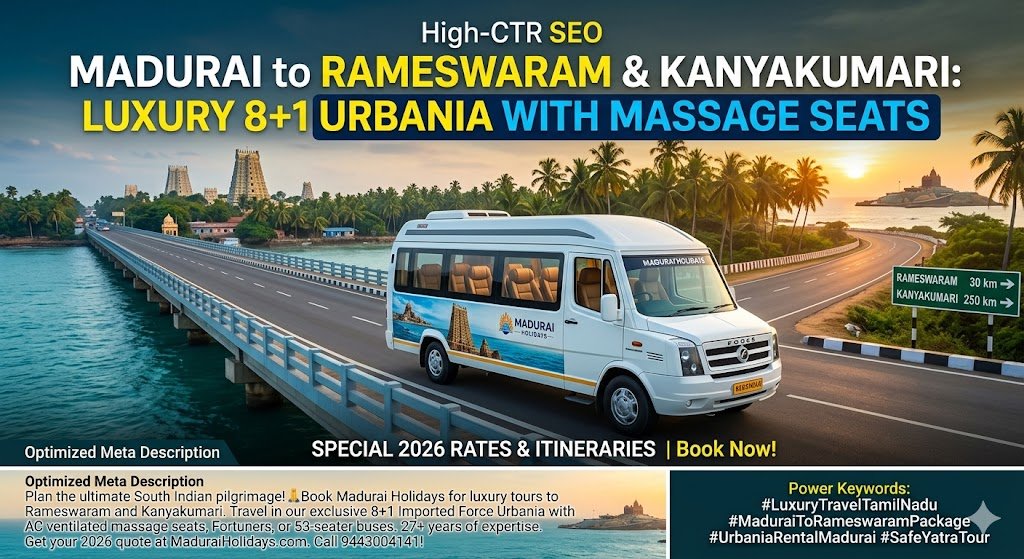 Madurai to Rameswaram Kanyakumari Luxury 8+1 Urbania with Massage Seats