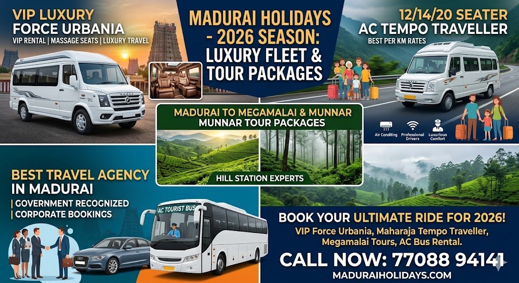 Best Travel Agency in Madurai for Luxury Rentals Best Price per KM Madurai Holidays
