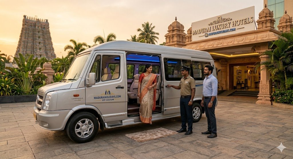 10 Seater Tempo Traveller Rental in Madurai Best 2026 Rates for Premium Luxury Custom Vans