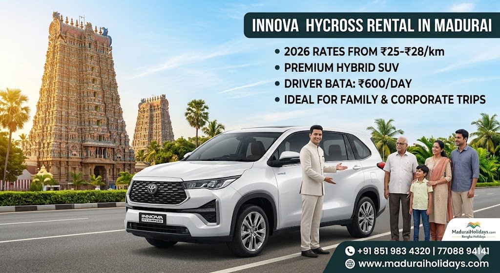 Innova Hycross Rental in Madurai Best 2026 Rates for Premium Hybrid SUVs