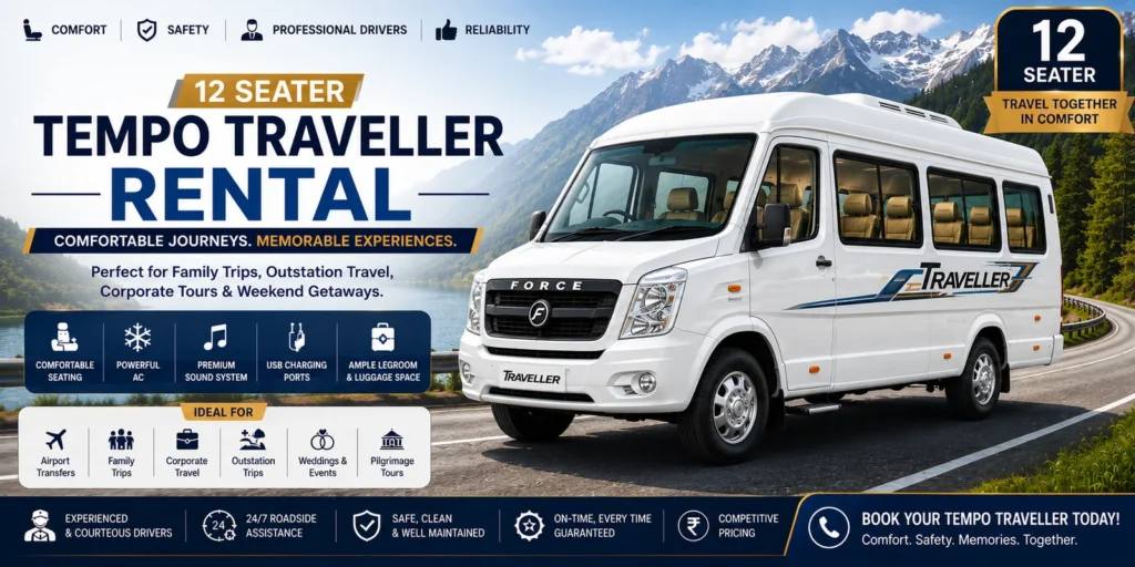 12-seater-tempo-traveller al in madurai for local and out station trip